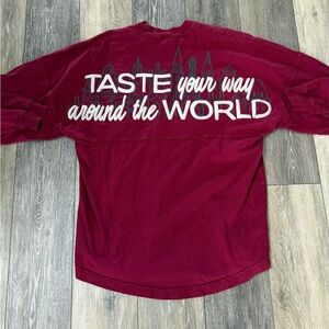 Disney Maroon "Taste Your Way Around the World" Long Sleeve Jersey